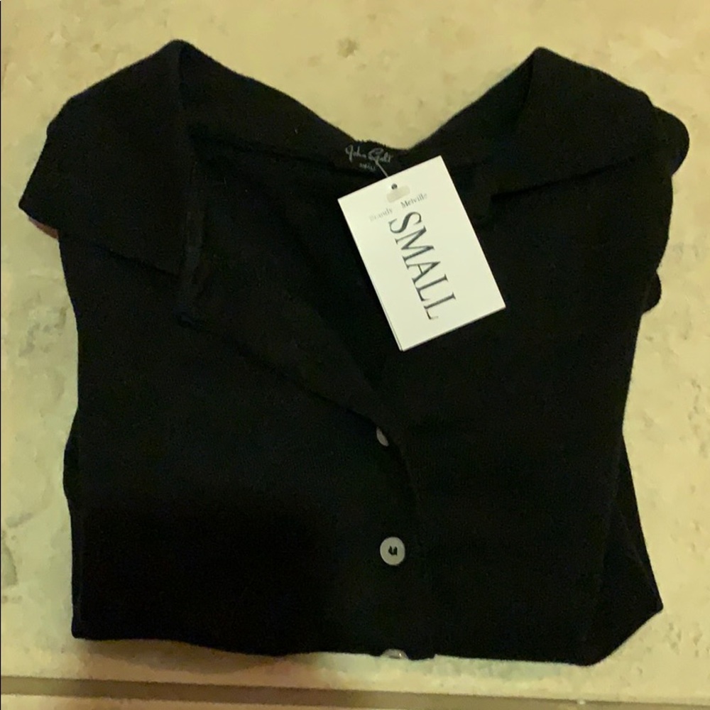 Black button up John Galt top